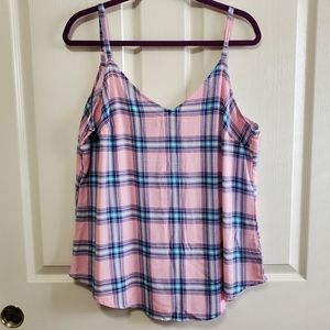 Torrid Pink & Blue Plaid Ava Cami Size 1 Spaghetti Straps